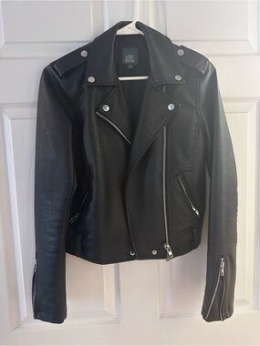 Wild Fable Faux Leather Black Moto Jacket XS